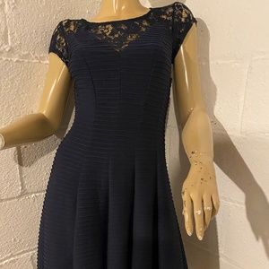 Gabby Skye Above the Knee Dress with Lace Sleeves